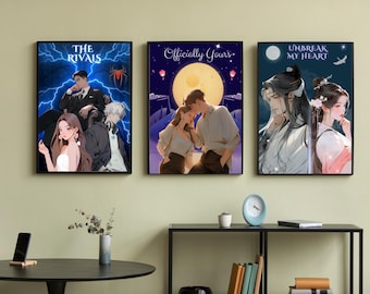 Romantic Anime Poster Set: Modern Couple Wall Art (A2 Printable)
