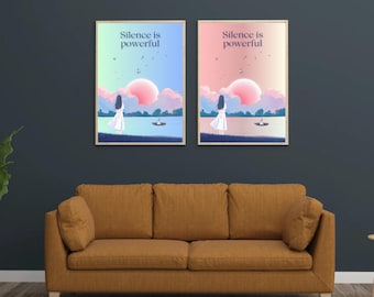 Silence is Powerful Art Print Set: Minimalist Home Decor (PNG + PDF Download)