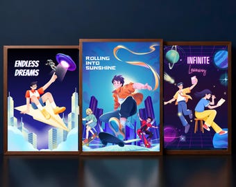 Set of 3 Printable Wall Art | Modern Motivational Posters | Study Room Decor | Digital Download