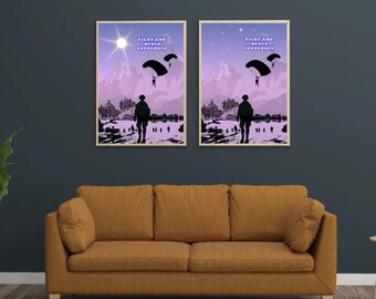 Military Poster: Motivational Wall Art, Silhouette Art Prints| Inspirational Quotes