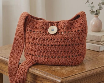 Boho Crochet Tote Bag Pattern | Textured Shoulder Market Bag DIY (PDF Download)