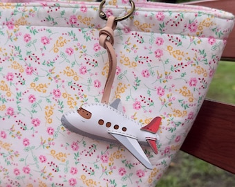 Air Plane Leather Bag Charm Keychain, Fox Purse Charm, Car Hanging Accessories, Unique Small Gift For Him Her Kids Dad Mother