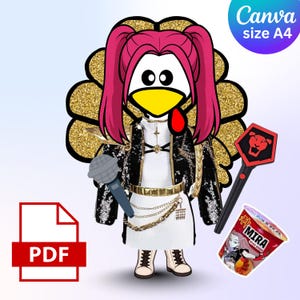 KPOP Mira Turkey Disguise, A4 Size Paper Png & PDF, disguise a turkey template, Instant Download, Kpop Turkey Disguise Craft Kit
