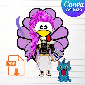 Kpop Star Rumi Turkey Disguise - KPOP Demon Hunters Huntrix Disguise a Turkey Rumi - Kids Thanksgiving Activity - Printable Craft PDF