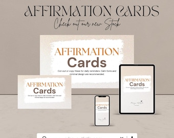 Affirmation Cards | Daily Positive Mindset Cards | Self-Love, Confidence & Motivation | Printable