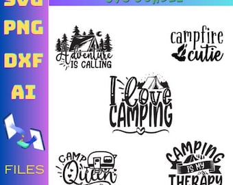 Camping SVG Bundle: Happy Camper, Hiking, Camping Life