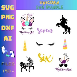 Unicorn SVG Bundle: Birthday Party Clipart