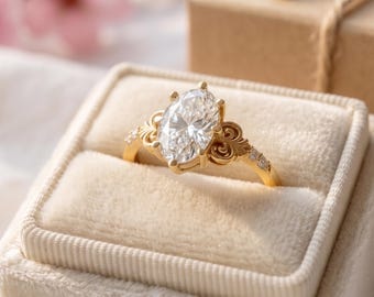 Sterling Silver Oval CZ Ring | Vintage Floral Filigree Engagement Ring