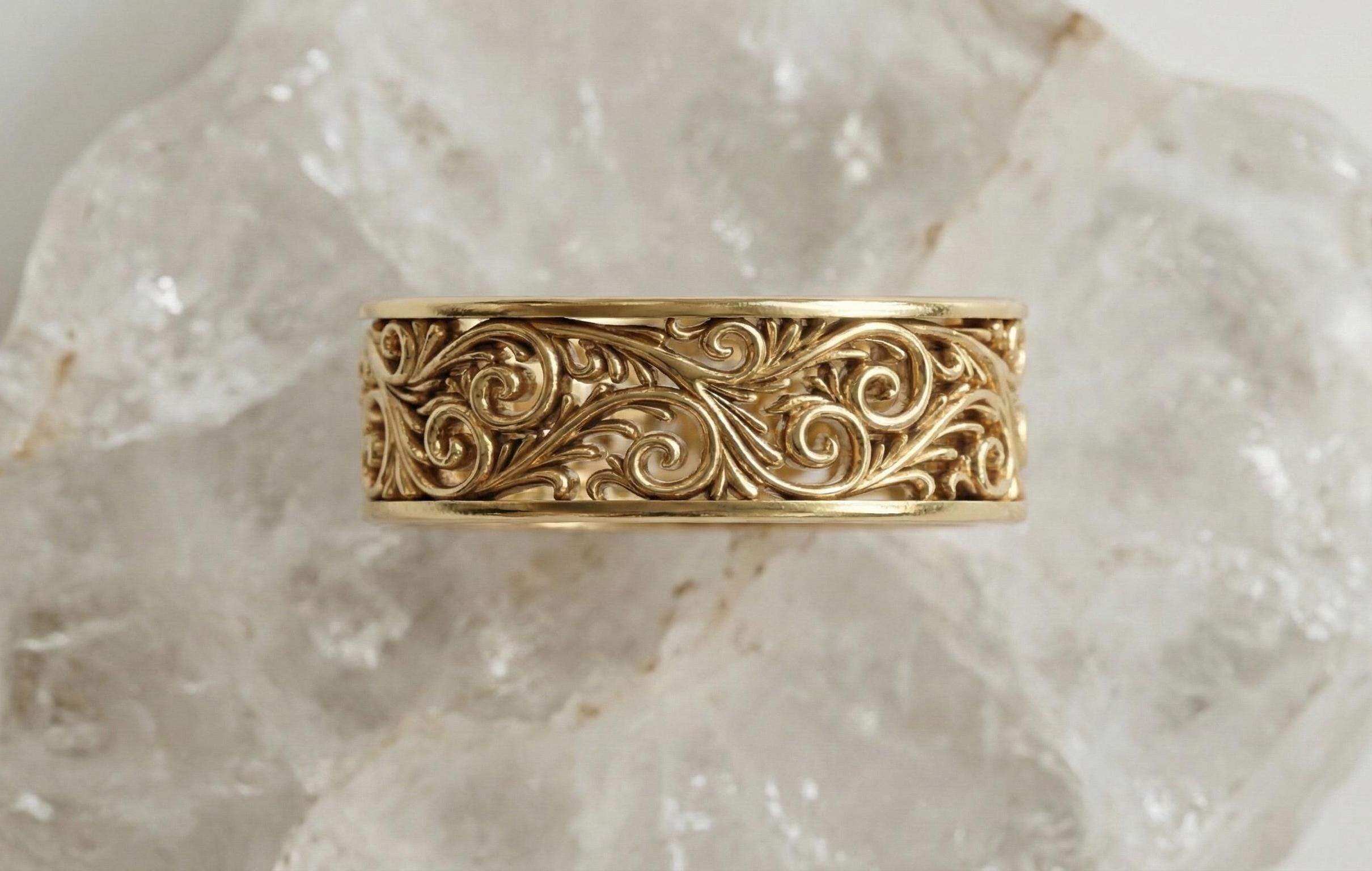 Sterling Silver Filigree Ring, Vintage Scrollwork Band - Etsy