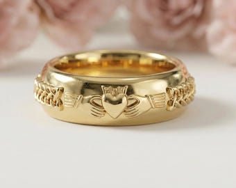 Genuine Sterling Silver Celtic Trinity Knot Band Claddagh Men's Ring Made In USA - Foto 9