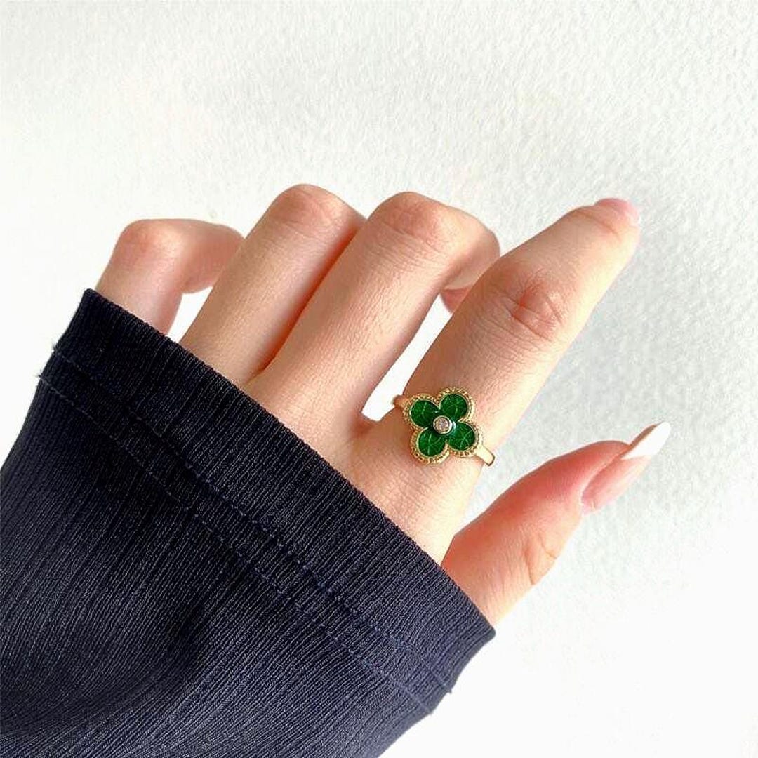 925 Sterling Silver Ring Saint Patric’s Day Ring Four Leaf Clover Ring ...
