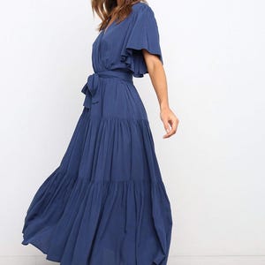 Blue Chiffon Midi Dress