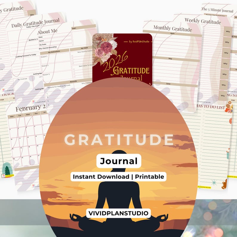 2026 Gratitude Journal Printable | 5 Minute Daily Planner for Self Care ...