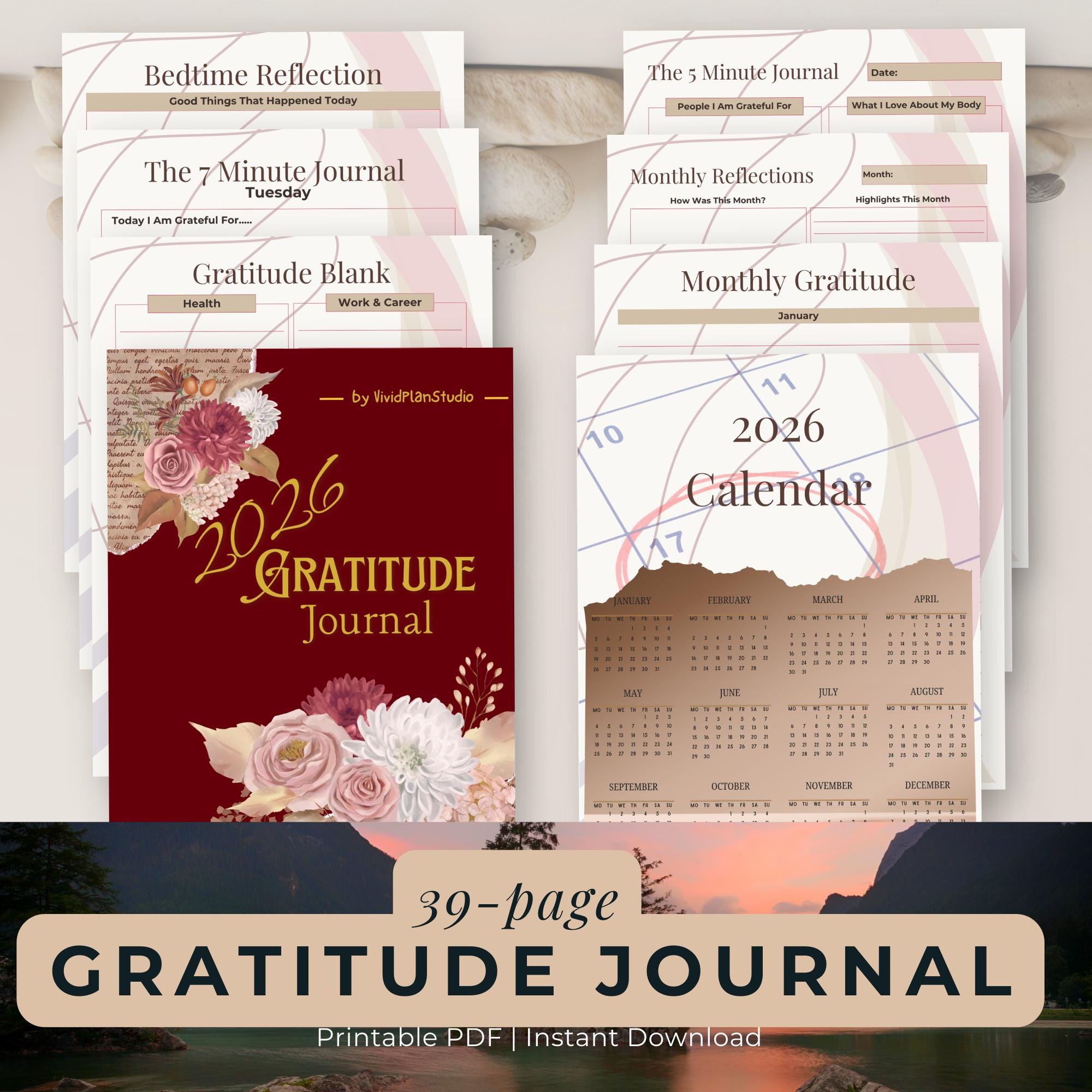 2026 Gratitude Journal Printable | 5 Minute Daily Planner for Self Care ...