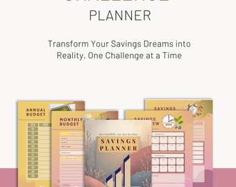 Savings Challenge Planner Printable Financial Goals Tracker Budget Templates PDF Instant Download