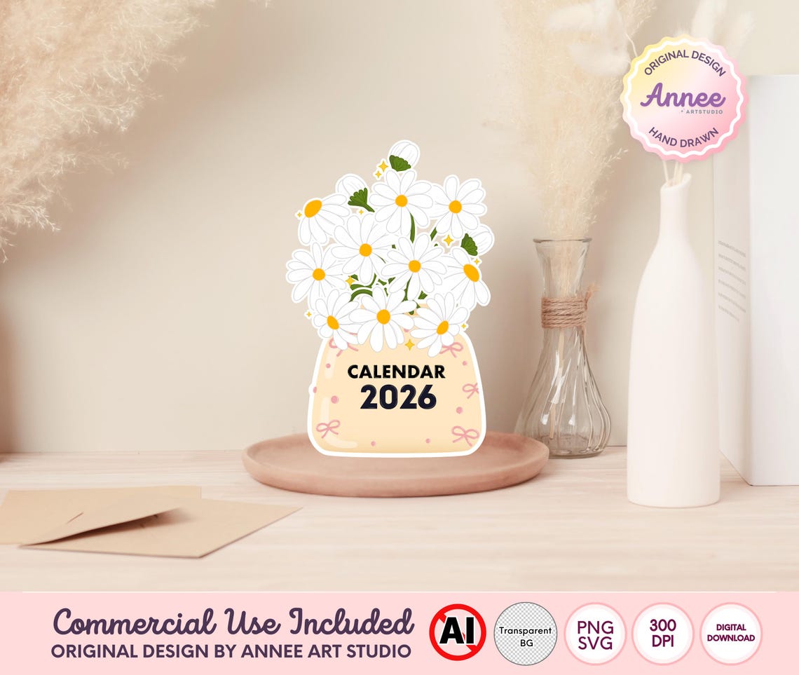 Calendario de escritorio floral 2026 para decoración del hogar ...