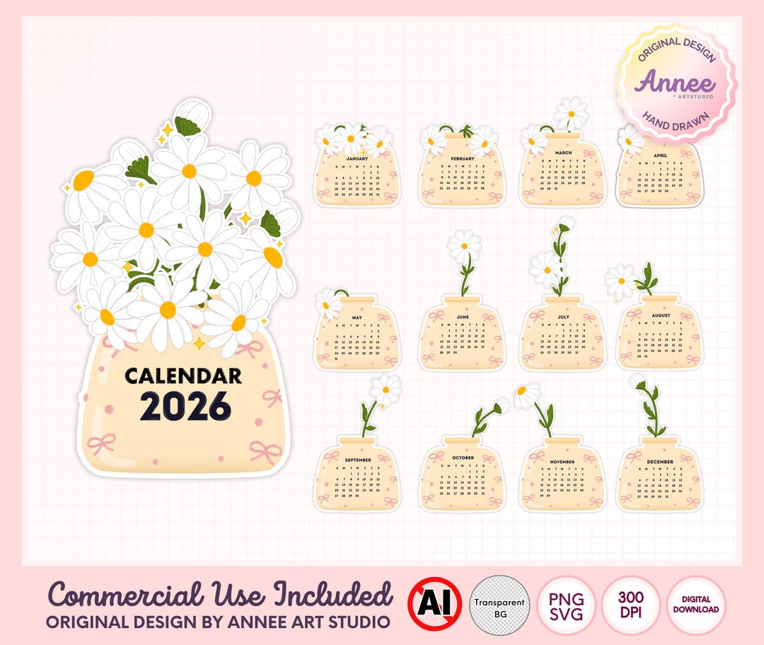Calendario de escritorio floral 2026 para decoración del hogar ...