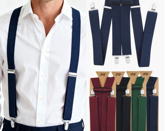 Bretelle da uomo 4 robuste clip a forma di H larghe 3,5 cm regolabili ed elastiche Alta qualità