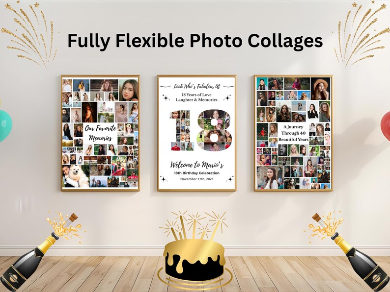 18th birthday photo collage template – celebrate 18 years of memories ...