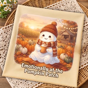 Emotionally at the Pumpkin Patch Ghost PNGs, Fall Latte Sublimation Designs, Cozy Autumn Halloween Shirts, Cute Ghost Fall Digital Downloads