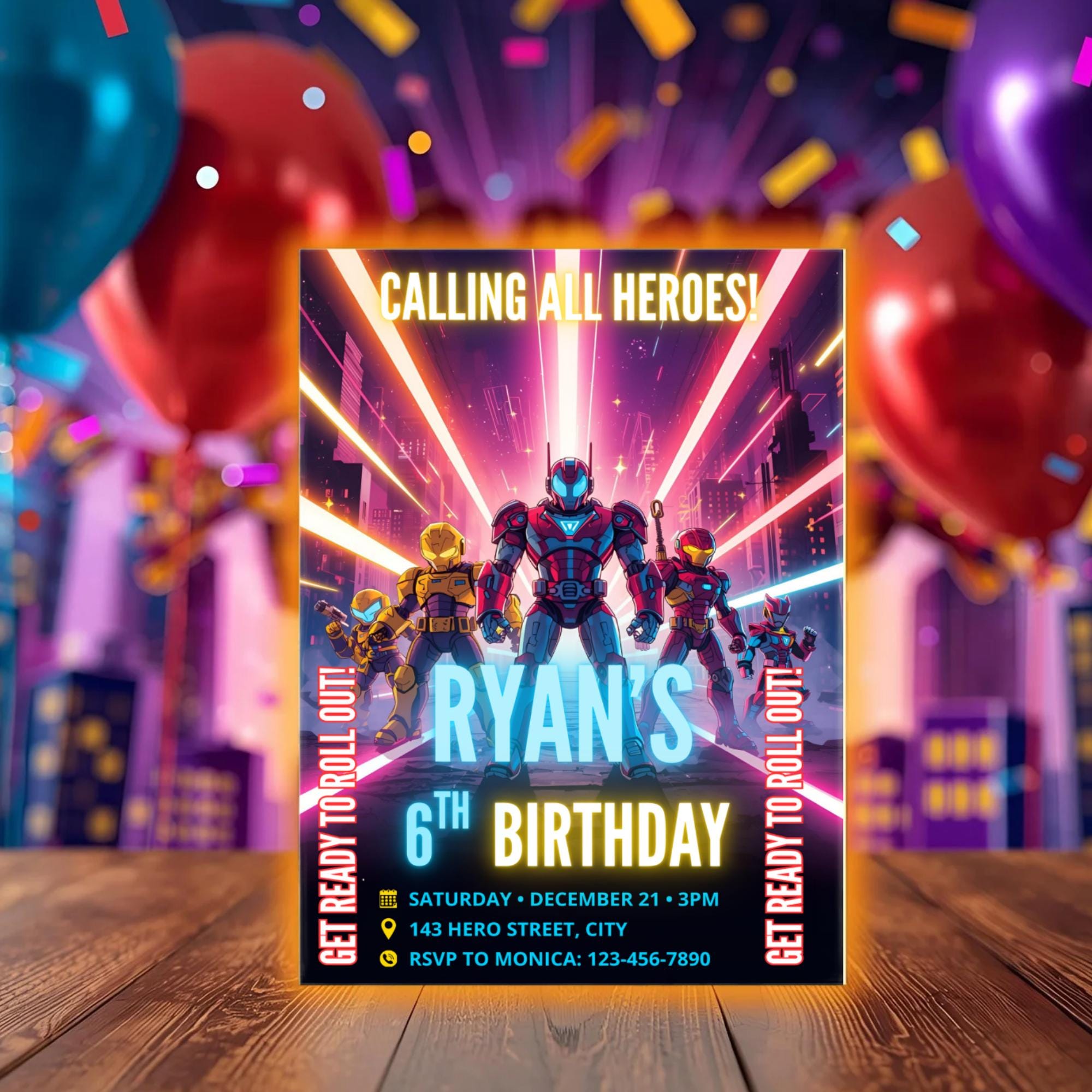Editable Superhero Birthday Invitation | Rescue Bots | Autobots Party ...