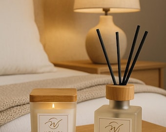 Scented Soy Candle and Reed Diffuser Set | Luxury Aromatherapy Gift Box