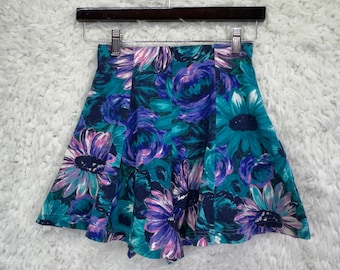 Contempo Casuals Vintage Skort XS Multicolor Floral 90s Retro High Waisted