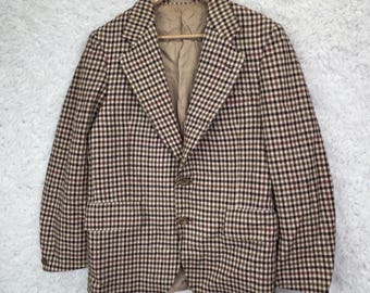 Sumrie Forsyth of Edinburgh Blazer 40 Brown Houndstooth Wool Sport Coat Vintage