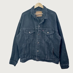 Levis Denim Jacket XL Faded Black American Original Patch USA VTG 90s Trucker