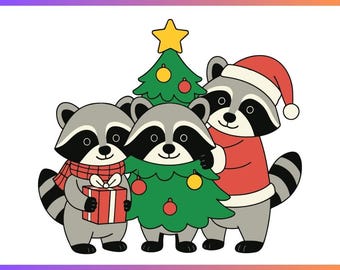 Funny Raccoon Christmas SVG PNG,Santa Tree Gift HolidayDesign,Get in Loser We're Stealing Christmas Retro Holiday SvgPng,Vintage XmasAnimals