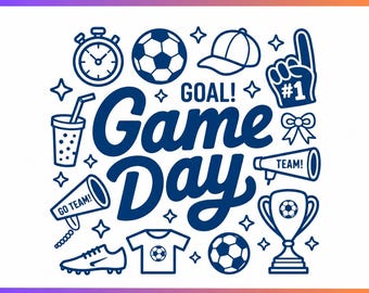 Soccer Game Day Doodles Svg Png Jpg Pdf Dxf Eps Ai, Soccer Mom SVG, Game Day PNG, Soccer Doodle Design, Cricut Cut File, Silhouette