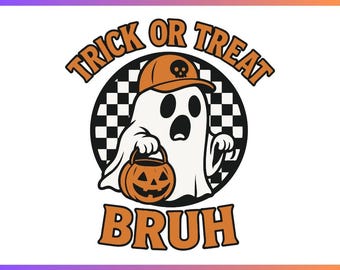 Truco o trato, amigo - Niño Halloween SVG PNG, PNG de tablero de ajedrez retro para Halloween, SVG de niño para Halloween, Niño fantasma para Halloween, archivo de corte para Cricut