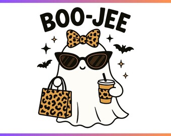 Leopard Print Boujee Ghost PNG SVG, Halloween Shirt Design (Digital Download)