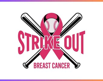 Strike Out Breast Cancer Awareness SVG,Together We Fight Baseball,Pink Ribbon SVG,Baseball Cancer SvgFight Cancer Pink RibbonSvg,Cricutfiles