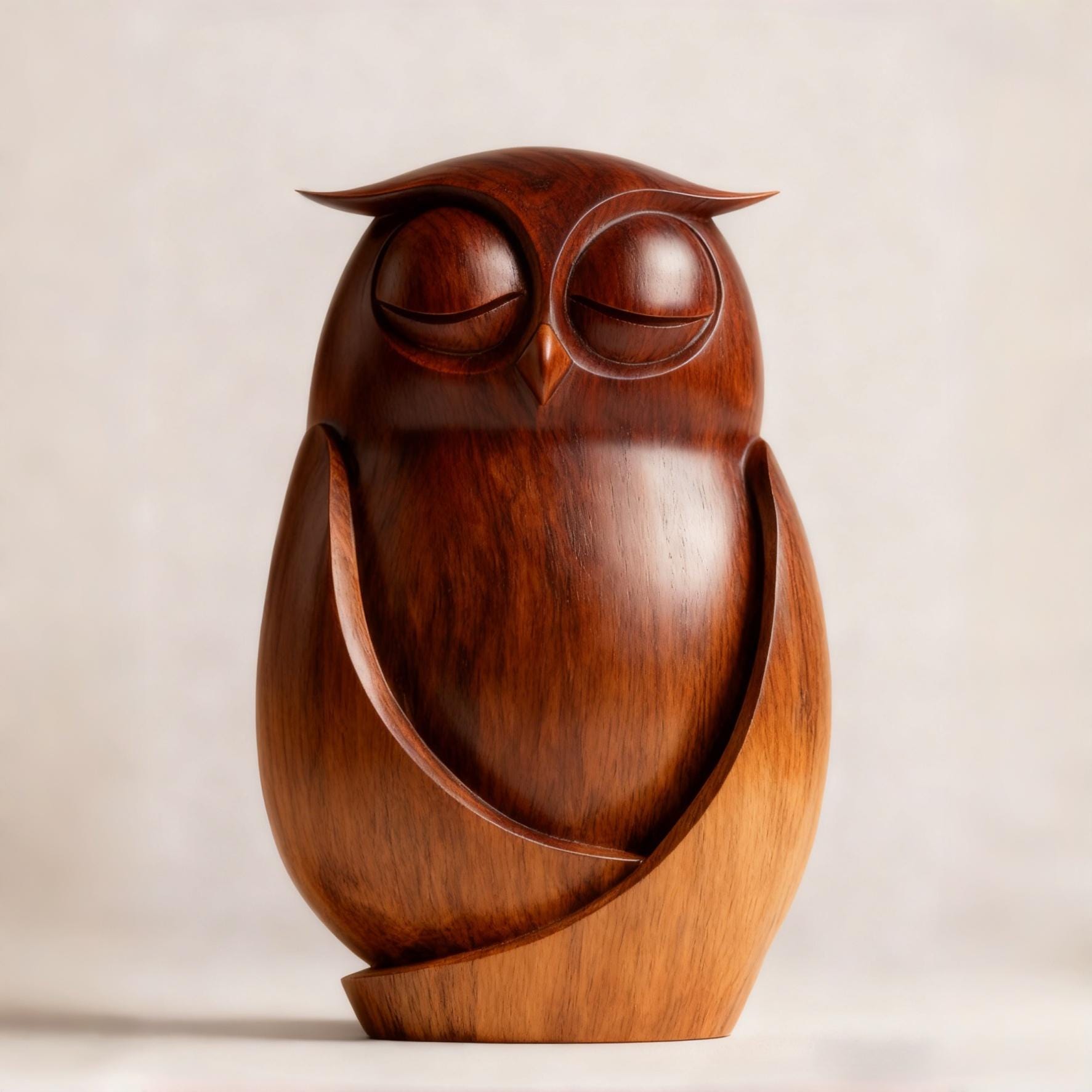 Handcrafted Wooden Owl Sculpture | Mid-Century Modern Home Decor | Unique Artisan Wood Carving for N