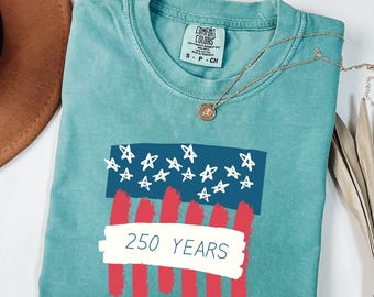 Comfort Colors Retro USA 250th Anniversary Shirt, Patriotic Tee