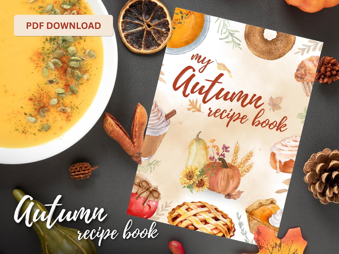 Autumn Recipe Book Printable: Thanksgiving Cookbook Template (A4 PDF ...