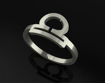 Anillo Libra – Joyería minimalista de astrología – Anillo de plata de ley con el símbolo del horóscopo