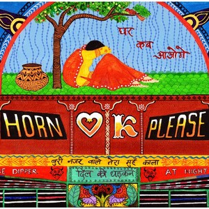 India, indian art, indian nursery decor, nursery truck print, indian truck print, truck, india painting, HORN OK PLEASE - Indian Kitsch Art
