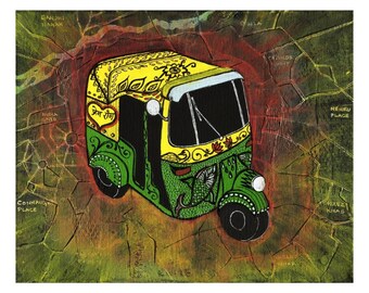 New Delhi Rickshaw Ride - India Inspired Exotic Art Print - Limited Edition - Will surely make your place stand out, Indian Valentine’s Day