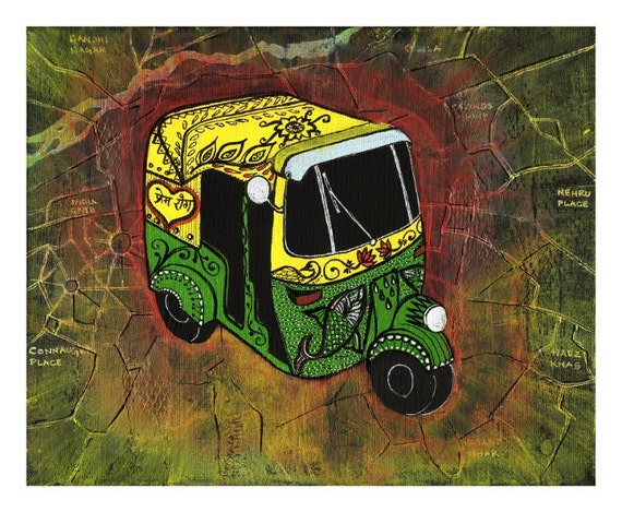 New Delhi Rickshaw Ride - India Inspired Exotic Art Print - Limited Edition - Will surely make your place stand out, Indian Valentine’s Day