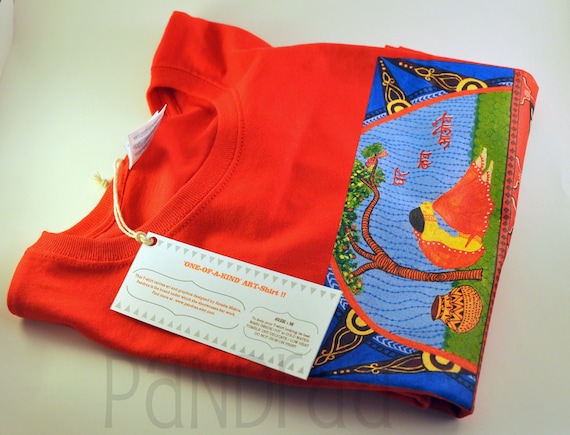 Size Medium Elephant T Shirt Printed T Shirt Round Polo Neck India Inspired Womens T Shirt Size M Red