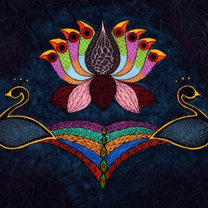Peacock painting, lotus art, peacock art, india, indian art, lotus painting, Nature Mantra - India Inspired Exotic Art Print