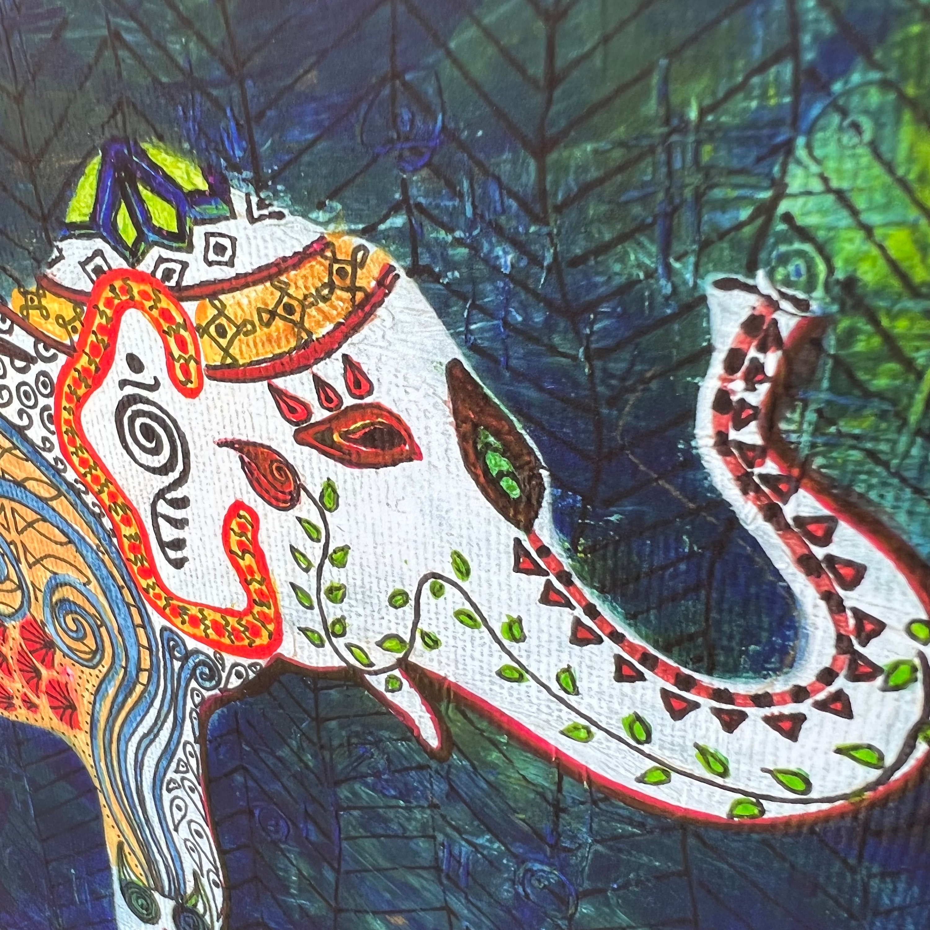 Elephant Painting, Indian Elephant Art Print, Blue Elephant Print ...