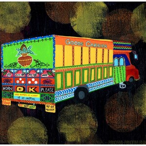 India, indian art, india print, indian truck, truck, india painting, HORN OK PLEASE  - Indian Kitsch Art - India Inspired Exotic Art Print