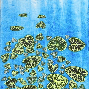 Nursery zen art print, Water lilies, water painting, water print, lily pad print, lily pad painting, india, Lily Pads