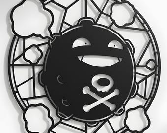 Koffing, Pokemon, Stained Glass Style, Svg,Dxf,Png, Design for CNC, Laser Cutting, Cricut, Glowforge, Wall Art