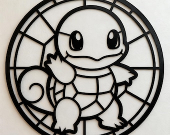 Squirtle, Pokemon, Stained Glass Style, Svg,Dxf,Png, Design for CNC, Laser Cutting, Cricut, Glowforge, Wall Art