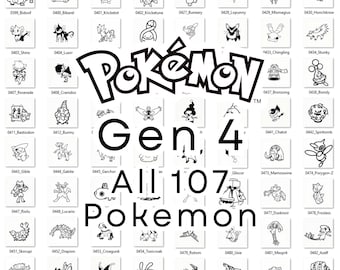 Pokemon Bundle, Generation 4, Complete 107 Digital Designs – SVG, DXF Files