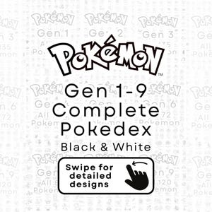 Pokemon Bundle, Gen 1 to Gen 9, Black & White, Complete Pokedex, SVG, DXF